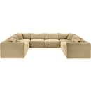  Manufacturer Color_Camel -- Shaggy 140" Camel Corduroy Performance Fabric Upholstered 8 pc Modular Sectional IMAGE 3