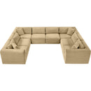  Manufacturer Color_Camel -- Shaggy 140" Camel Corduroy Performance Fabric Upholstered 8 pc Modular Sectional IMAGE 6