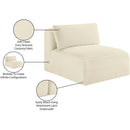  Manufacturer Color_Cream -- Shaggy Cream Corduroy Performance Fabric Upholstered Modular Armless Chair IMAGE 10