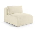  Manufacturer Color_Cream -- Shaggy Cream Corduroy Performance Fabric Upholstered Modular Armless Chair IMAGE 1