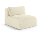  Manufacturer Color_Cream -- Shaggy Cream Corduroy Performance Fabric Upholstered Modular Armless Chair IMAGE 1