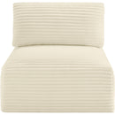  Manufacturer Color_Cream -- Shaggy Cream Corduroy Performance Fabric Upholstered Modular Armless Chair IMAGE 3