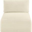 Meridian Shaggy Cream Corduroy Performance Fabric Armless Chair IMAGE 6