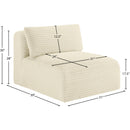  Manufacturer Color_Cream -- Shaggy Cream Corduroy Performance Fabric Upholstered Modular Armless Chair IMAGE 9
