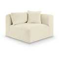  Manufacturer Color_Cream -- Shaggy Cream Corduroy Performance Fabric Upholstered Modular Corner Chair IMAGE 1