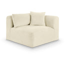 Meridian Shaggy Cream Corduroy Performance Fabric Corner Chair IMAGE 1