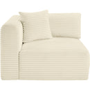 Meridian Shaggy Cream Corduroy Performance Fabric Corner Chair IMAGE 3