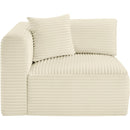 Meridian Shaggy Cream Corduroy Performance Fabric Corner Chair IMAGE 4