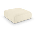 Manufacturer Color_Cream -- Shaggy Cream Corduroy Performance Fabric Upholstered Ottoman IMAGE 1