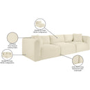  Manufacturer Color_Cream -- Shaggy 109" Cream Corduroy Performance Fabric Upholstered 3 pc Modular Sofa IMAGE 12