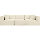 Meridian Shaggy Cream Corduroy Performance Fabric Modular Sofa IMAGE 3
