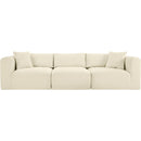  Manufacturer Color_Cream -- Shaggy 109" Cream Corduroy Performance Fabric Upholstered 3 pc Modular Sofa IMAGE 3