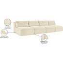  Manufacturer Color_Cream -- Shaggy 124" Cream Corduroy Performance Fabric Upholstered 4 pc Armless Modular Sofa IMAGE 11