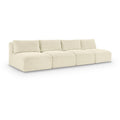  Manufacturer Color_Cream -- Shaggy 124" Cream Corduroy Performance Fabric Upholstered 4 pc Armless Modular Sofa IMAGE 1