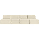  Manufacturer Color_Cream -- Shaggy 124" Cream Corduroy Performance Fabric Upholstered 4 pc Armless Modular Sofa IMAGE 3