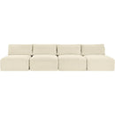 Meridian Shaggy Cream Corduroy Performance Fabric Modular Sofa IMAGE 3