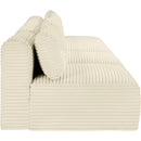  Manufacturer Color_Cream -- Shaggy 124" Cream Corduroy Performance Fabric Upholstered 4 pc Armless Modular Sofa IMAGE 4