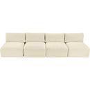  Manufacturer Color_Cream -- Shaggy 124" Cream Corduroy Performance Fabric Upholstered 4 pc Armless Modular Sofa IMAGE 6
