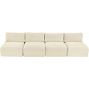 Meridian Shaggy Cream Corduroy Performance Fabric Modular Sofa IMAGE 6