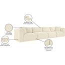 Meridian Shaggy Cream Corduroy Performance Fabric Modular Sofa IMAGE 12