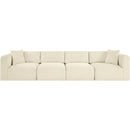  Manufacturer Color_Cream -- Shaggy 140" Cream Corduroy Performance Fabric Upholstered 4 pc Modular Sofa IMAGE 3