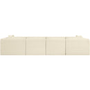  Manufacturer Color_Cream -- Shaggy 140" Cream Corduroy Performance Fabric Upholstered 4 pc Modular Sofa IMAGE 5
