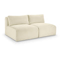  Manufacturer Color_Cream -- Shaggy 62" Cream Corduroy Performance Fabric Upholstered 2 pc Armless Modular Loveseat IMAGE 1