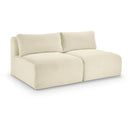  Manufacturer Color_Cream -- Shaggy 62" Cream Corduroy Performance Fabric Upholstered 2 pc Armless Modular Loveseat IMAGE 1