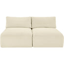  Manufacturer Color_Cream -- Shaggy 62" Cream Corduroy Performance Fabric Upholstered 2 pc Armless Modular Loveseat IMAGE 3