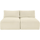 Meridian Shaggy Cream Corduroy Performance Fabric Modular Sofa IMAGE 3