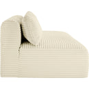  Manufacturer Color_Cream -- Shaggy 62" Cream Corduroy Performance Fabric Upholstered 2 pc Armless Modular Loveseat IMAGE 4