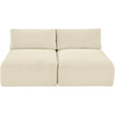  Manufacturer Color_Cream -- Shaggy 62" Cream Corduroy Performance Fabric Upholstered 2 pc Armless Modular Loveseat IMAGE 6
