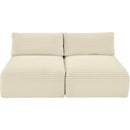 Meridian Shaggy Cream Corduroy Performance Fabric Modular Sofa IMAGE 6