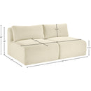  Manufacturer Color_Cream -- Shaggy 62" Cream Corduroy Performance Fabric Upholstered 2 pc Armless Modular Loveseat IMAGE 9