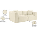 Manufacturer Color_Cream -- Shaggy 78" Cream Corduroy Performance Fabric Upholstered 2 pc Modular Loveseat IMAGE 10