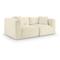  Manufacturer Color_Cream -- Shaggy 78" Cream Corduroy Performance Fabric Upholstered 2 pc Modular Loveseat IMAGE 1