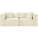  Manufacturer Color_Cream -- Shaggy 78" Cream Corduroy Performance Fabric Upholstered 2 pc Modular Loveseat IMAGE 3