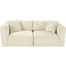  Manufacturer Color_Cream -- Shaggy 78" Cream Corduroy Performance Fabric Upholstered 2 pc Modular Loveseat IMAGE 6