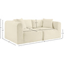  Manufacturer Color_Cream -- Shaggy 78" Cream Corduroy Performance Fabric Upholstered 2 pc Modular Loveseat IMAGE 9