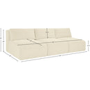  Manufacturer Color_Cream -- Shaggy 93" Cream Corduroy Performance Fabric Upholstered 3 pc Armless Modular Sofa IMAGE 10