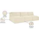  Manufacturer Color_Cream -- Shaggy 93" Cream Corduroy Performance Fabric Upholstered 3 pc Armless Modular Sofa IMAGE 11