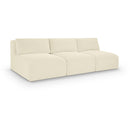  Manufacturer Color_Cream -- Shaggy 93" Cream Corduroy Performance Fabric Upholstered 3 pc Armless Modular Sofa IMAGE 1