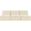  Manufacturer Color_Cream -- Shaggy 93" Cream Corduroy Performance Fabric Upholstered 3 pc Armless Modular Sofa IMAGE 3
