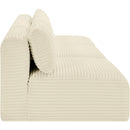  Manufacturer Color_Cream -- Shaggy 93" Cream Corduroy Performance Fabric Upholstered 3 pc Armless Modular Sofa IMAGE 4