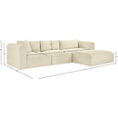  Manufacturer Color_Cream -- Shaggy 114" Cream Corduroy Performance Fabric Upholstered 3 pc Modular Sectional IMAGE 12