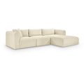  Manufacturer Color_Cream -- Shaggy 114" Cream Corduroy Performance Fabric Upholstered 3 pc Modular Sectional IMAGE 1