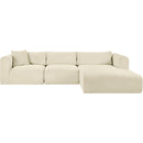  Manufacturer Color_Cream -- Shaggy 114" Cream Corduroy Performance Fabric Upholstered 3 pc Modular Sectional IMAGE 3