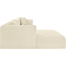  Manufacturer Color_Cream -- Shaggy 114" Cream Corduroy Performance Fabric Upholstered 3 pc Modular Sectional IMAGE 4