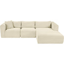 Manufacturer Color_Cream -- Shaggy 114" Cream Corduroy Performance Fabric Upholstered 3 pc Modular Sectional IMAGE 6