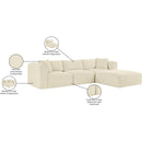  Manufacturer Color_Cream -- Shaggy 109" Cream Corduroy Performance Fabric Upholstered 4 pc Modular Sectional IMAGE 12